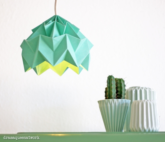 plissee origami lampe grün